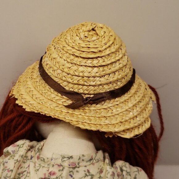 Anne of Green Gables  Rag Doll Long Brown Hair Straw Hat 18" tall Plush Stu - Picture 10 of 10